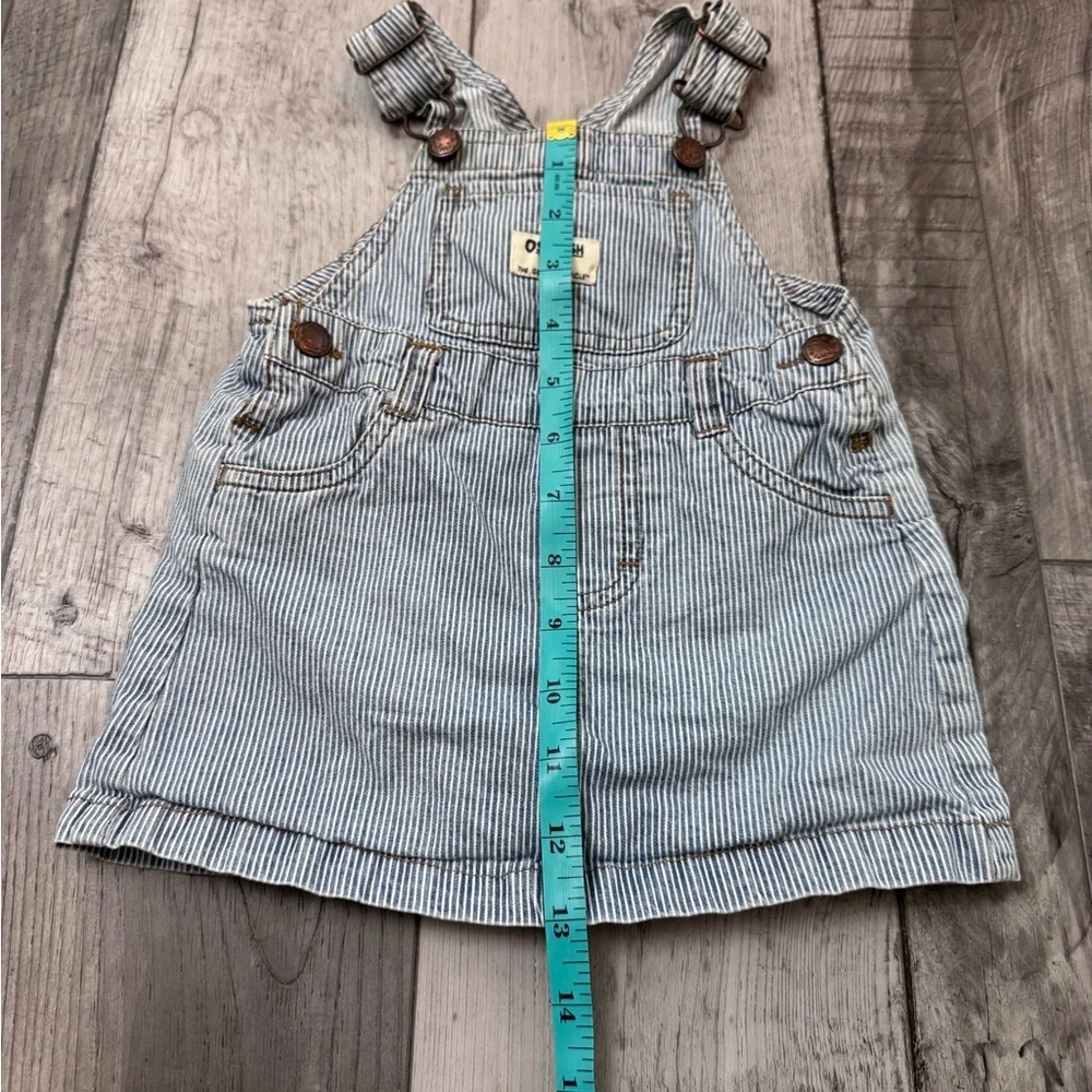 OshKosh B’Gosh Vestbak Baby Striped Denim Skirt Dress Overalls 18 Mo Railroad - Picture 4 of 7